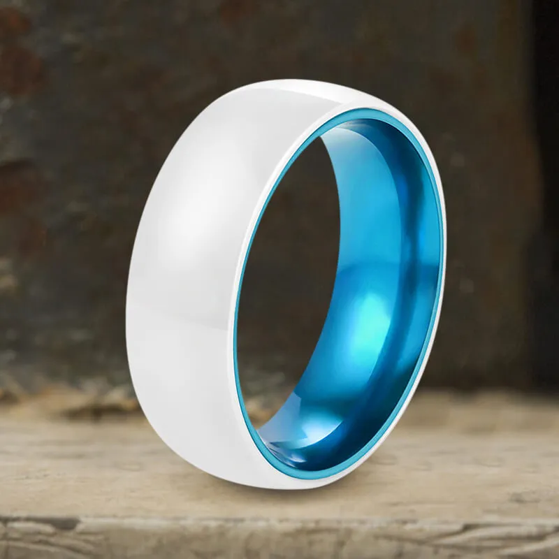 8mm Simple White Ceramic Band Ring sold by GTHIC