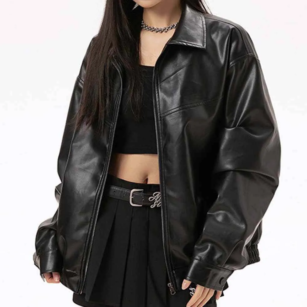 Black Vintage Street Style Zipper Leather Jacket sold by GTHIC product image thumbnail 3