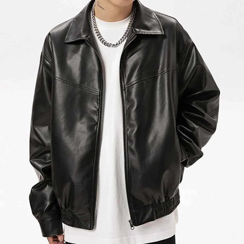 Black Vintage Street Style Zipper Leather Jacket sold by GTHIC