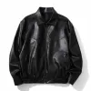 Black Vintage Street Style Zipper Leather Jacket sold by GTHIC