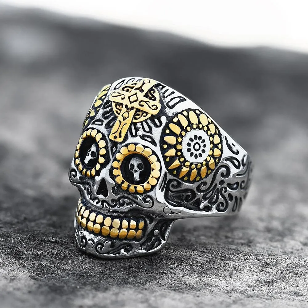 Vintage Cross Stainless Steel Sugar Skull Ring sold by GTHIC
