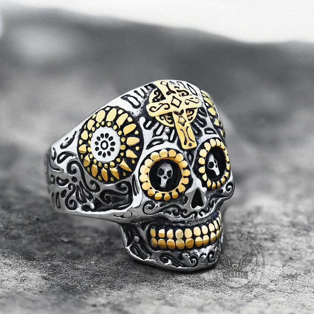 Vintage Cross Stainless Steel Sugar Skull Ring sold by GTHIC product image thumbnail 4