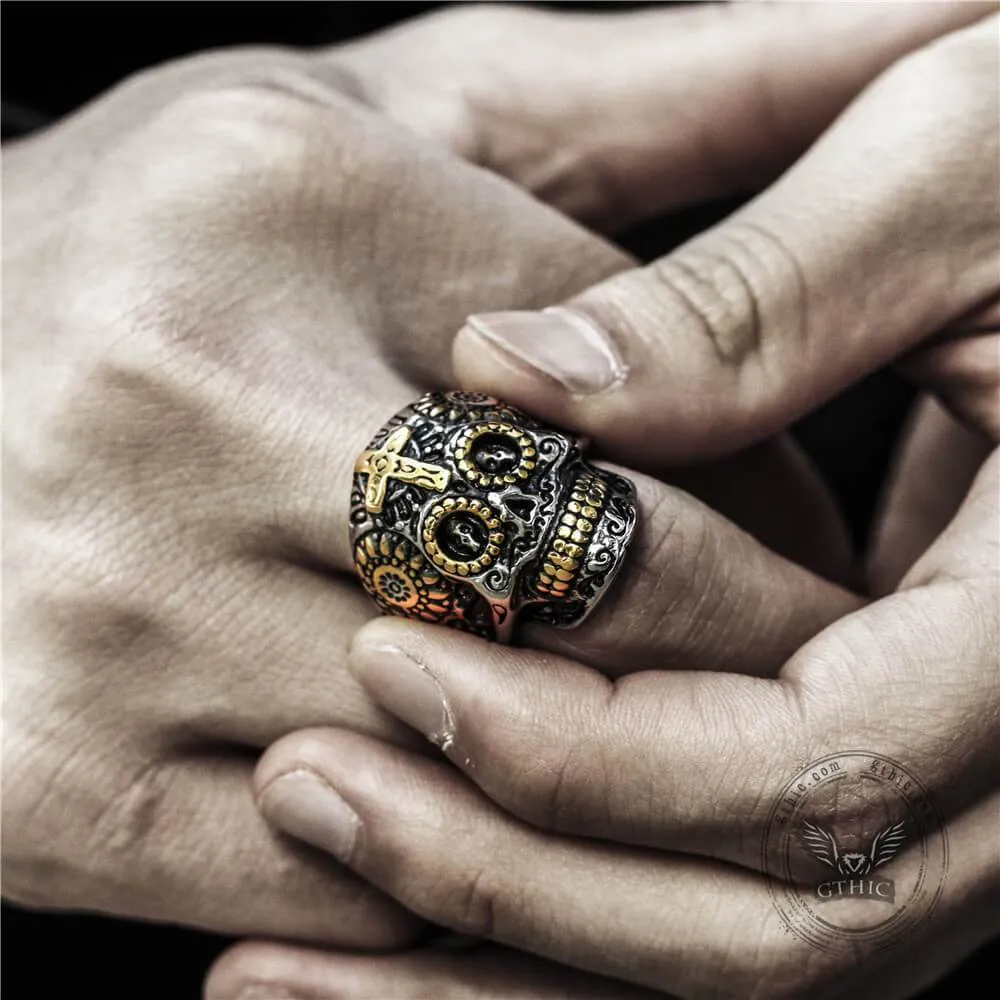 Vintage Cross Stainless Steel Sugar Skull Ring sold by GTHIC product image thumbnail 2