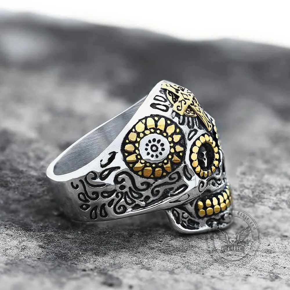 Vintage Cross Stainless Steel Sugar Skull Ring sold by GTHIC product image thumbnail 5