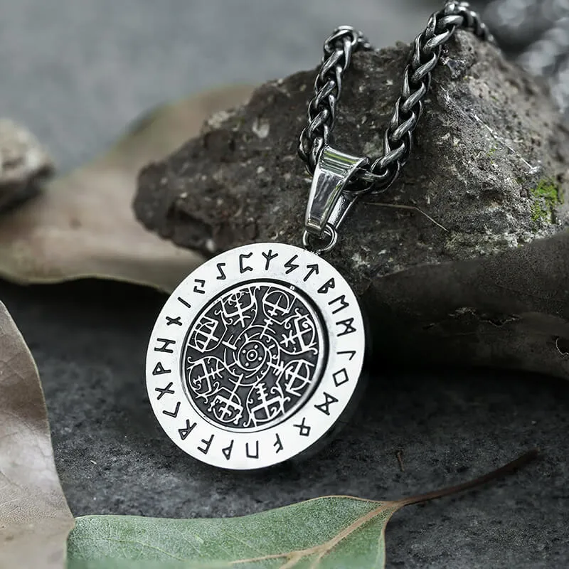 Vegvisir Runes Stainless Steel Rotating Pendant sold by GTHIC