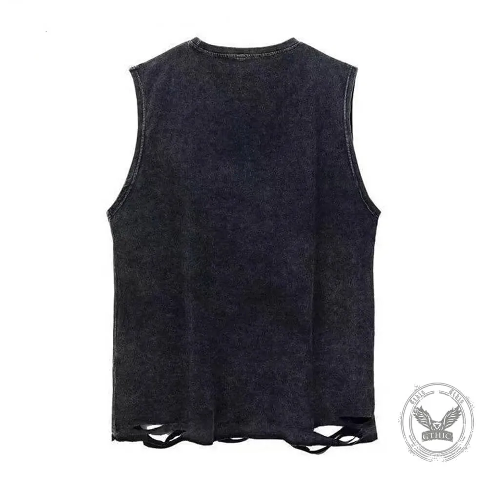 Old School Tattoos Vintage Washed Cotton Vest Top sold by GTHIC product image thumbnail 2
