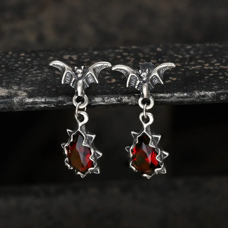 Bat Sterling Silver Crystal Earrings sold by GTHIC