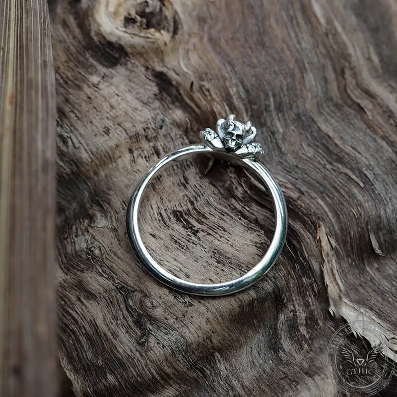 Horned Skull Inlaid Zircon Sterling Silver Ring sold by GTHIC product image thumbnail 5