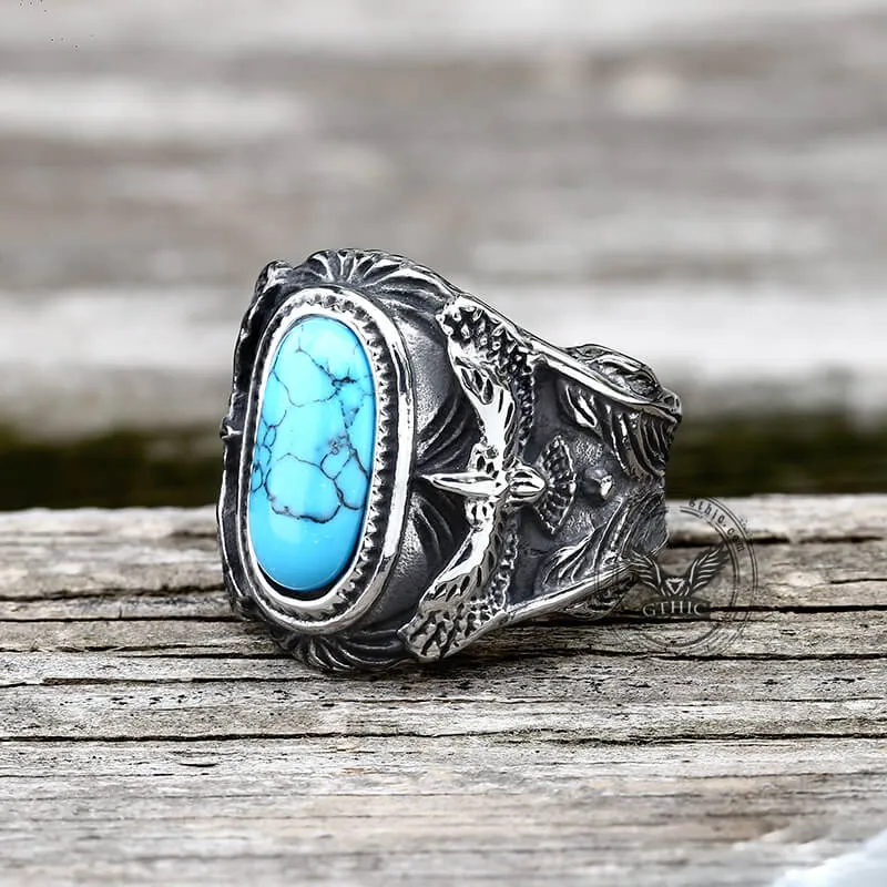 Vintage Eagle Turquoise Stainless Steel Ring sold by GTHIC product image thumbnail 4