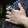 Vintage Eagle Turquoise Stainless Steel Ring sold by GTHIC