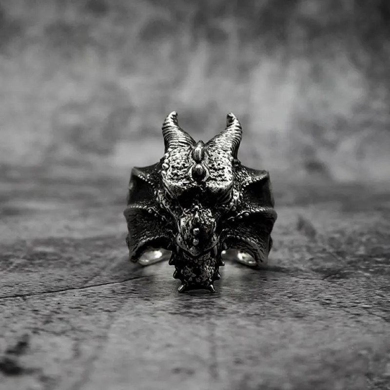 Vintage Norse Dragon Sterling Silver Men's Biker Ring sold by GTHIC product image thumbnail 5