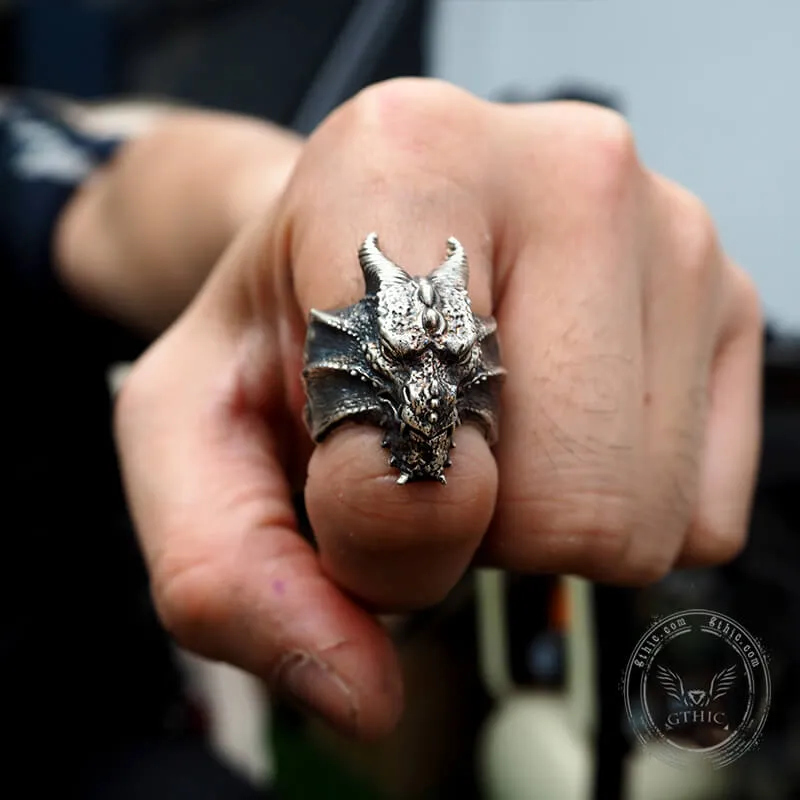Vintage Norse Dragon Sterling Silver Men's Biker Ring sold by GTHIC product image thumbnail 2