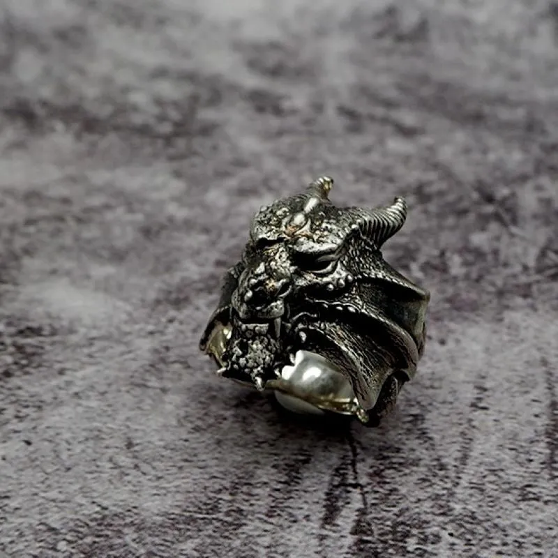 Vintage Norse Dragon Sterling Silver Men's Biker Ring sold by GTHIC product image thumbnail 4