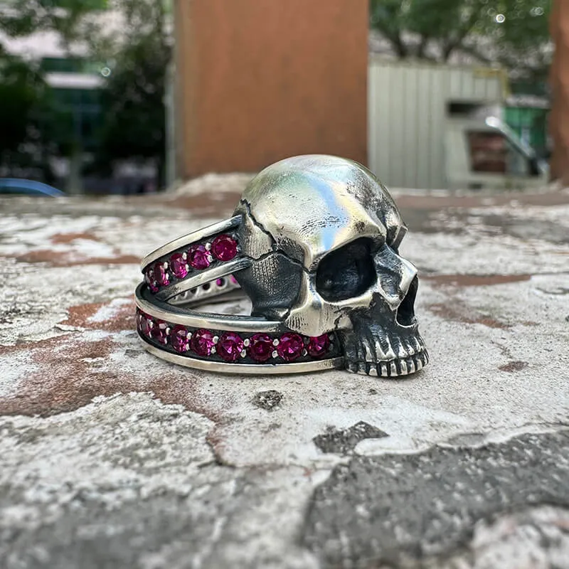 Vintage Skull Zircon-Set Knot Band Sterling Silver Ring sold by GTHIC