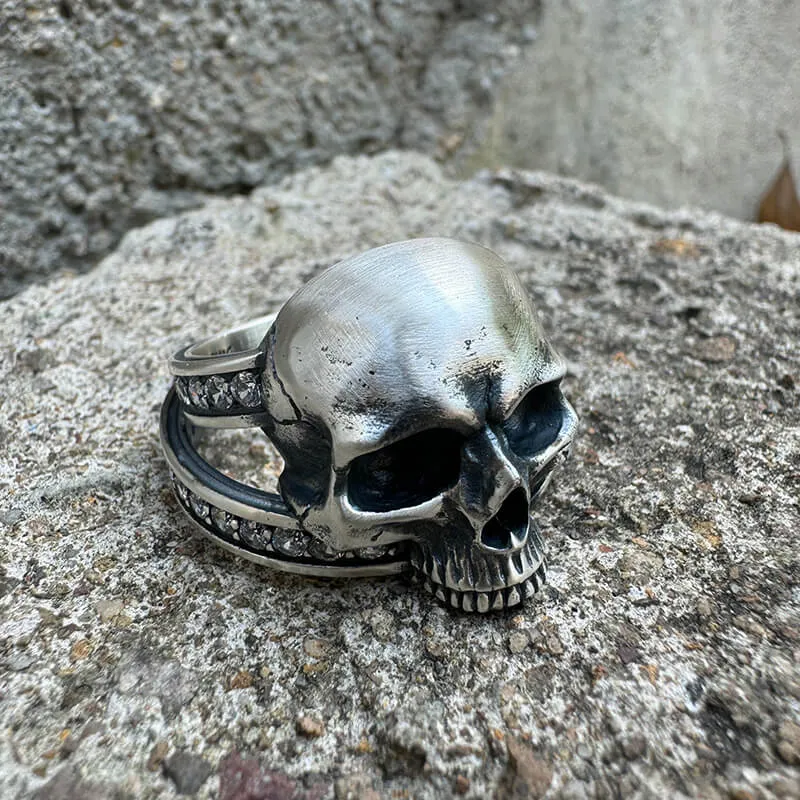Vintage Skull Zircon-Set Knot Band Sterling Silver Ring sold by GTHIC product image thumbnail 3
