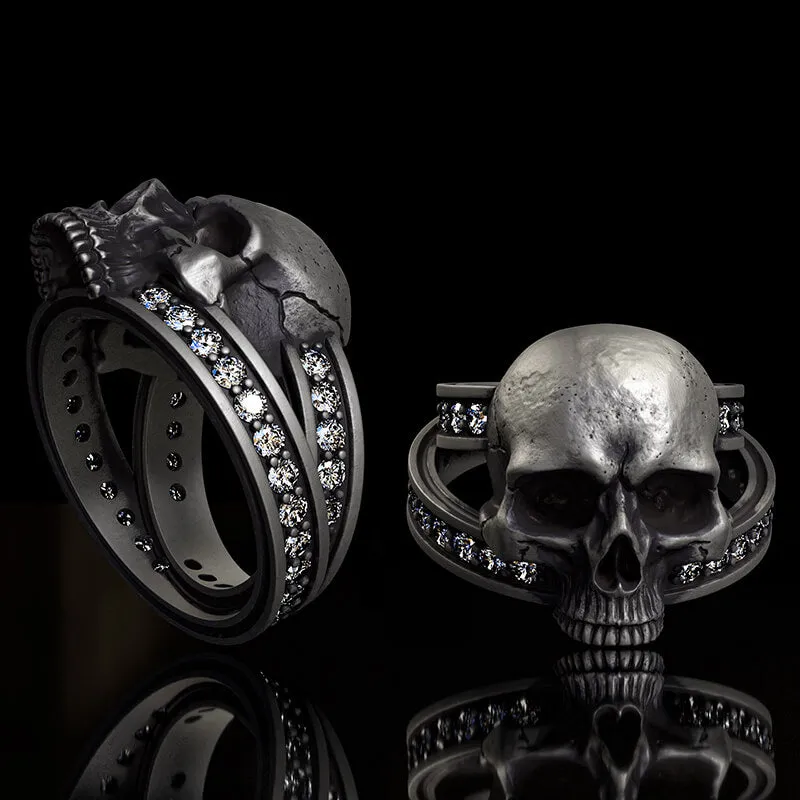 Vintage Skull Zircon-Set Knot Band Sterling Silver Ring sold by GTHIC product image thumbnail 2