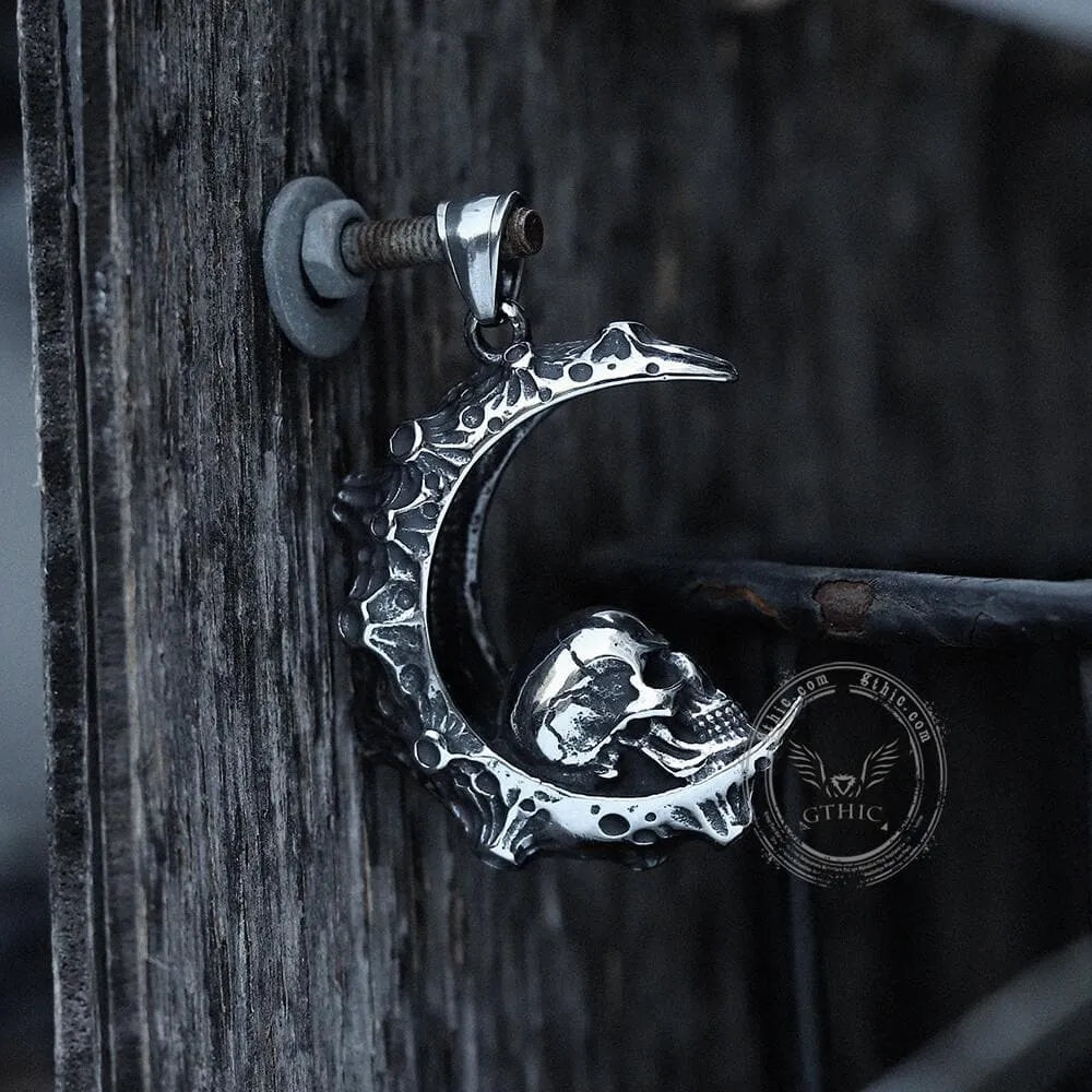 The Moon and Skull Stainless Steel Pendant sold by GTHIC product image thumbnail 4