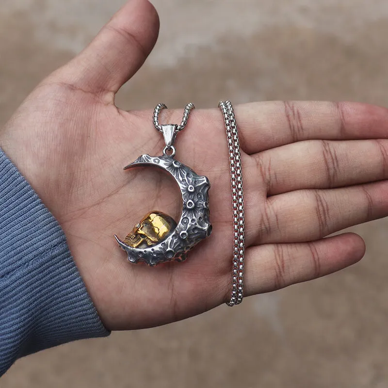 The Moon and Skull Stainless Steel Pendant sold by GTHIC product image thumbnail 5