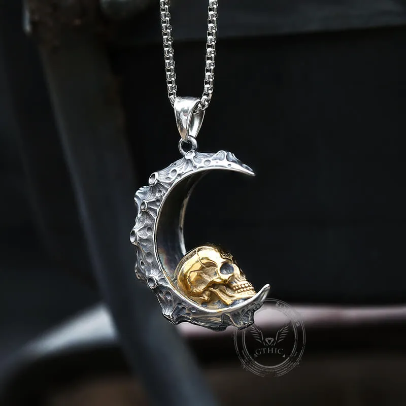 The Moon and Skull Stainless Steel Pendant sold by GTHIC product image thumbnail 3