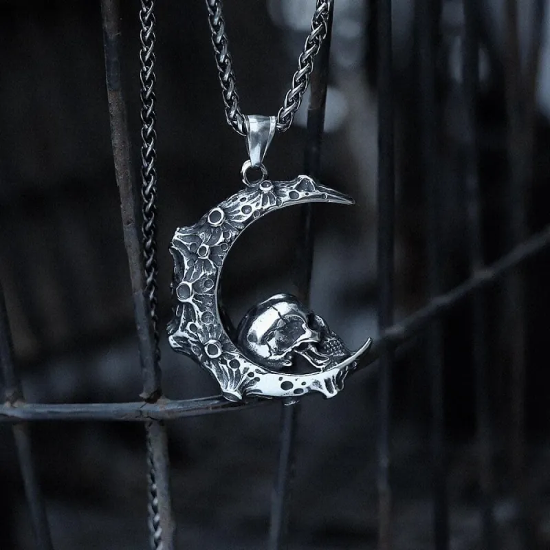 The Moon and Skull Stainless Steel Pendant sold by GTHIC