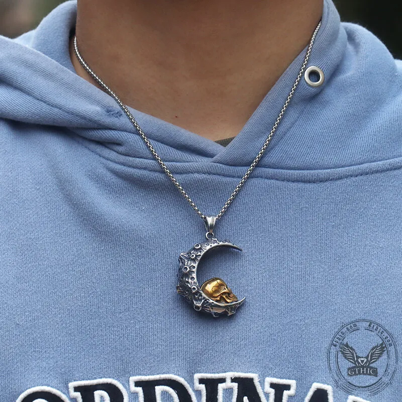The Moon and Skull Stainless Steel Pendant sold by GTHIC product image thumbnail 2