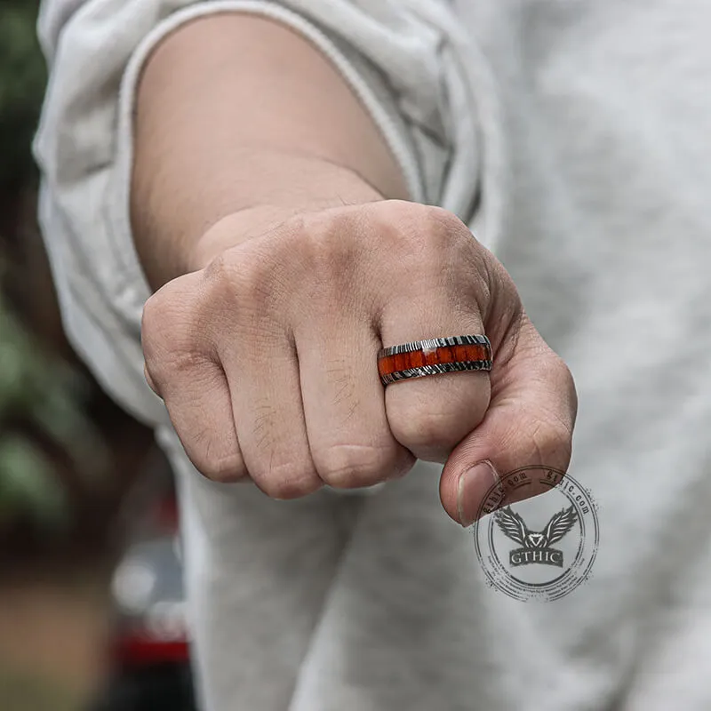 Wood Damascus Steel Minimalist Ring sold by GTHIC product image thumbnail 2