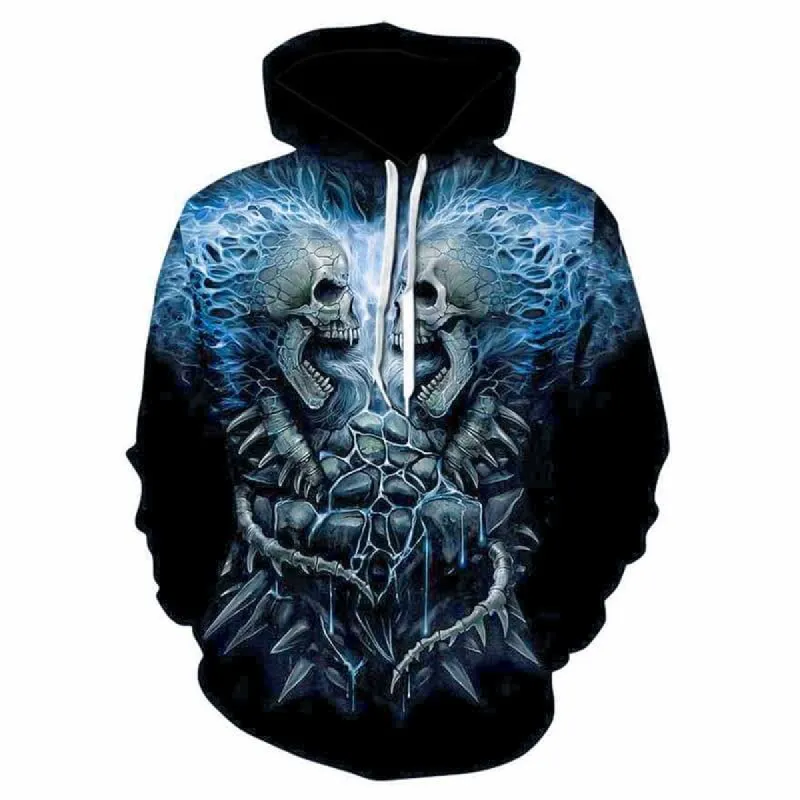 Skeleton Battle Polyester skull Hoodies sold by GTHIC