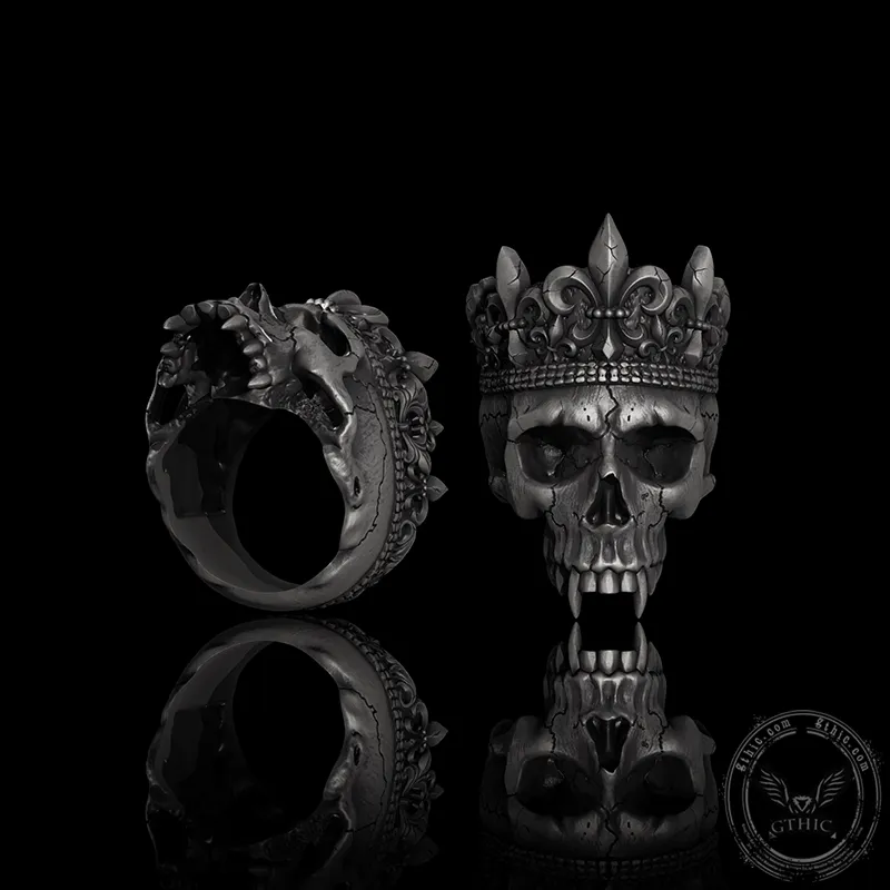 Skeleton King Crown Sterling Silver Skull Ring sold by GTHIC product image thumbnail 2