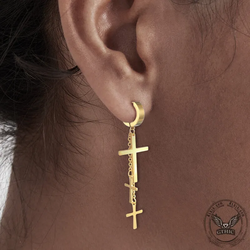 Gold Cross Stainless Steel Hoop Earrings sold by GTHIC product image thumbnail 2