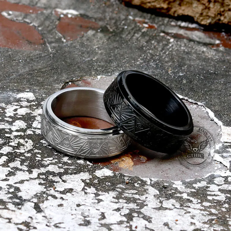 Masonic Eye Of Providence Stainless Steel Spinner Ring sold by GTHIC product image thumbnail 5