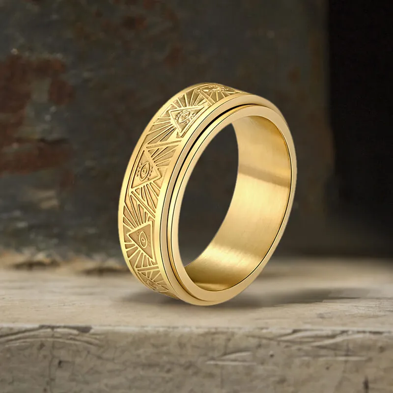 Masonic Eye Of Providence Stainless Steel Spinner Ring sold by GTHIC product image thumbnail 3