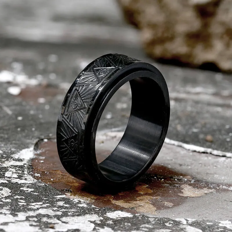 Masonic Eye Of Providence Stainless Steel Spinner Ring sold by GTHIC product image thumbnail 4