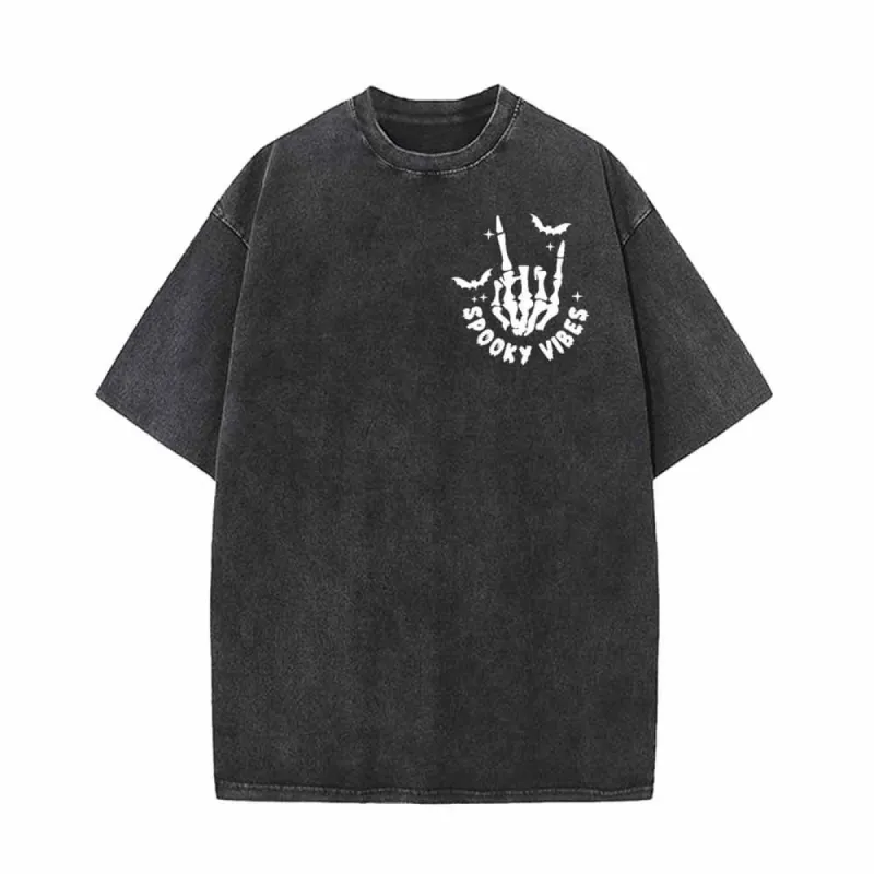 Rock Skull Hand Spooky Vibes Vintage Washed T-shirt sold by GTHIC