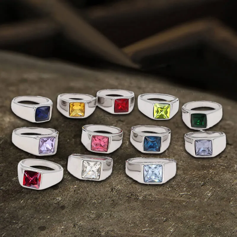 Minimalist Birthstone Stainless Steel Ring sold by GTHIC product image thumbnail 2