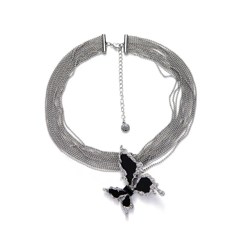 Black Liquid Butterfly Alloy Clavicle Necklace sold by GTHIC