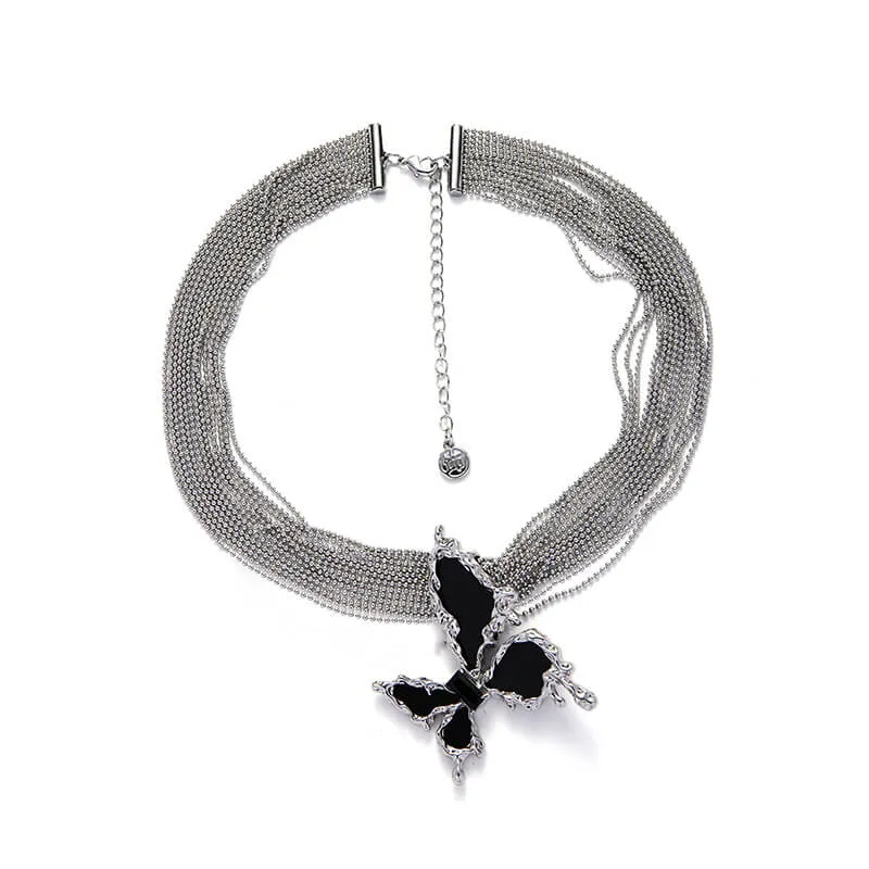 Black Liquid Butterfly Alloy Clavicle Necklace sold by GTHIC