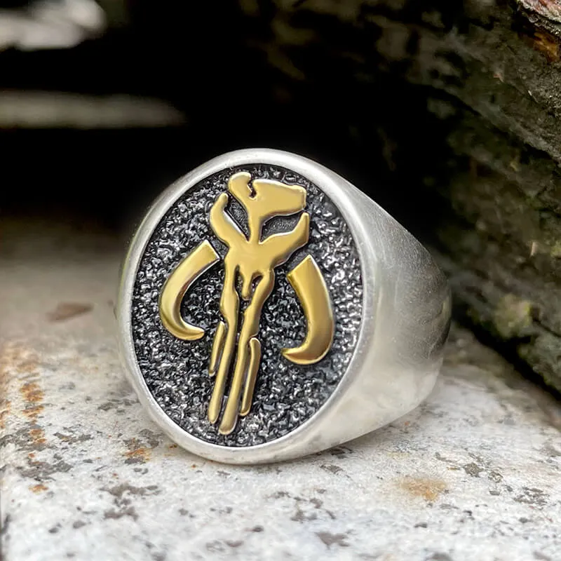 Mandalorian Symbol Sterling Silver Skull Ring sold by GTHIC product image thumbnail 4