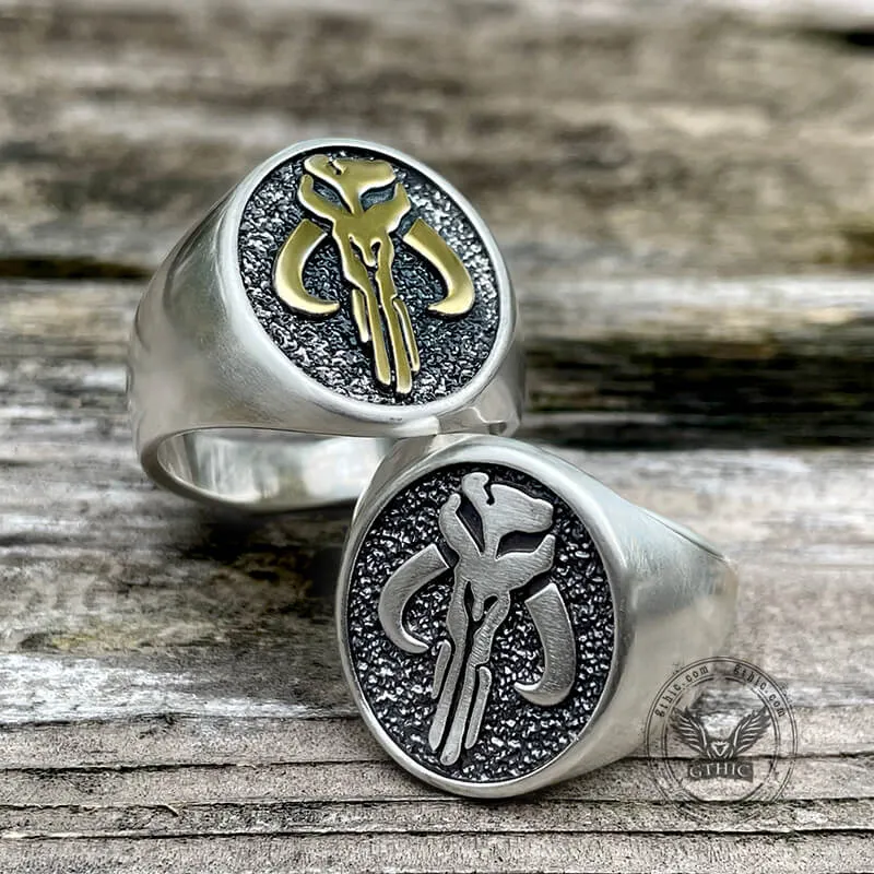Mandalorian Symbol Sterling Silver Skull Ring sold by GTHIC product image thumbnail 5