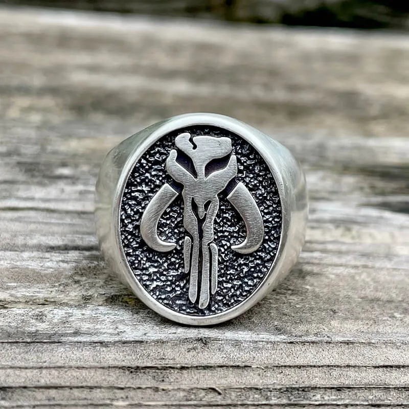 Mandalorian Symbol Sterling Silver Skull Ring sold by GTHIC product image thumbnail 3