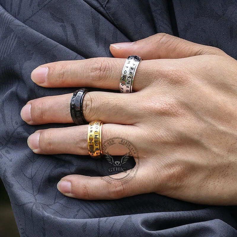 Nordic Viking Runes Stainless Steel Spinner Ring sold by GTHIC product image thumbnail 2