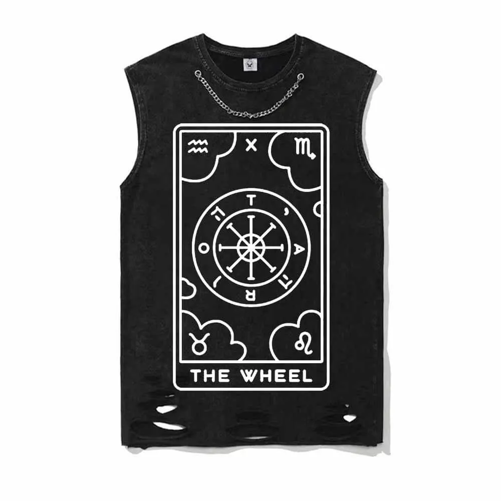Tarot Card The Wheel Vintage Washed T-shirt Vest Top sold by GTHIC product image thumbnail 2