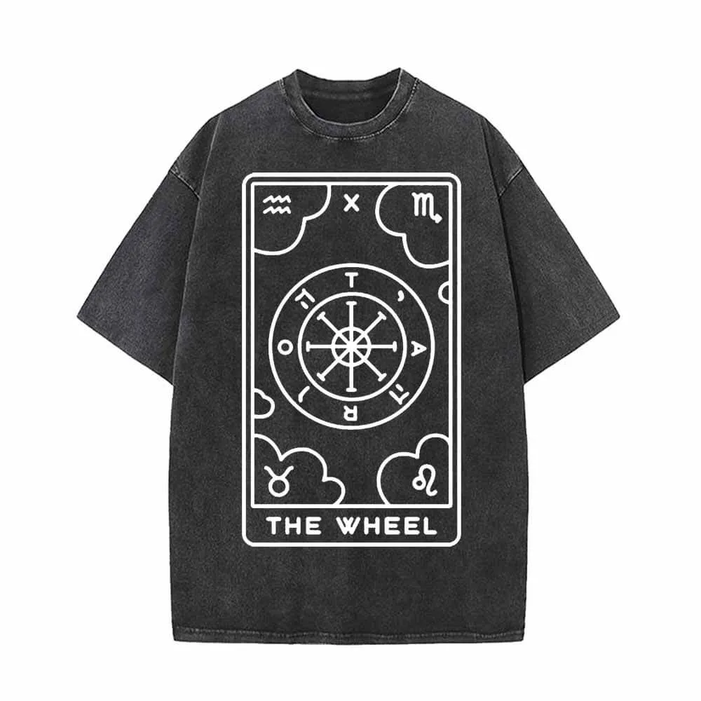 Tarot Card The Wheel Vintage Washed T-shirt Vest Top sold by GTHIC