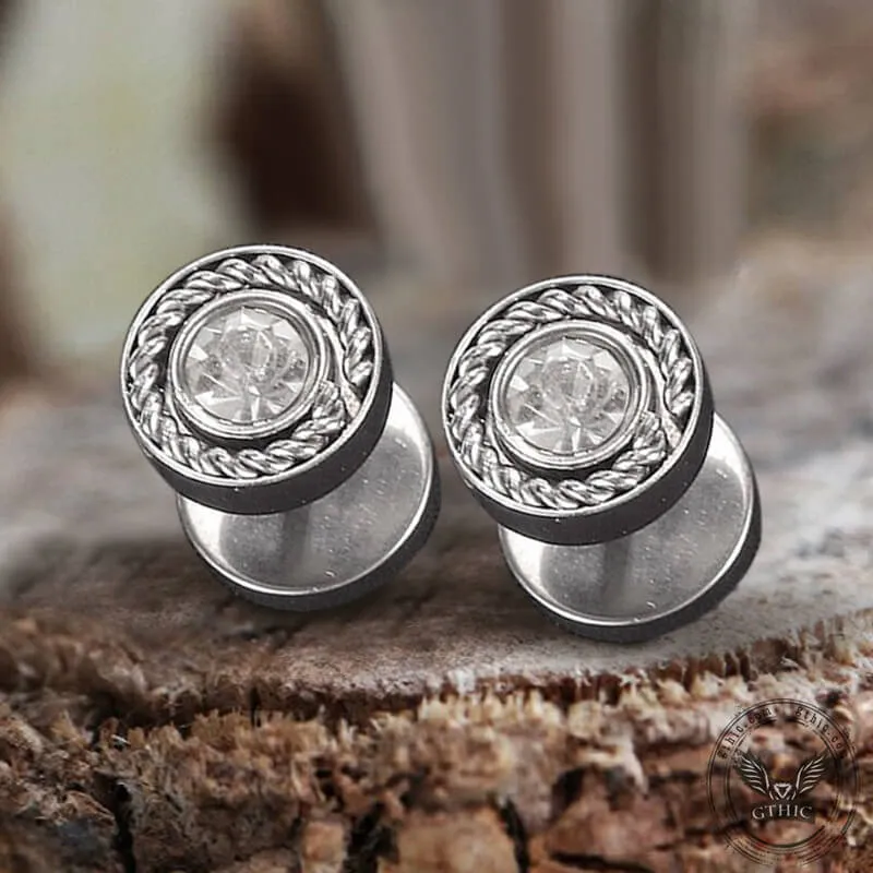 Minimalist Round Zircon Stainless Steel Stud Earrings sold by GTHIC product image thumbnail 5