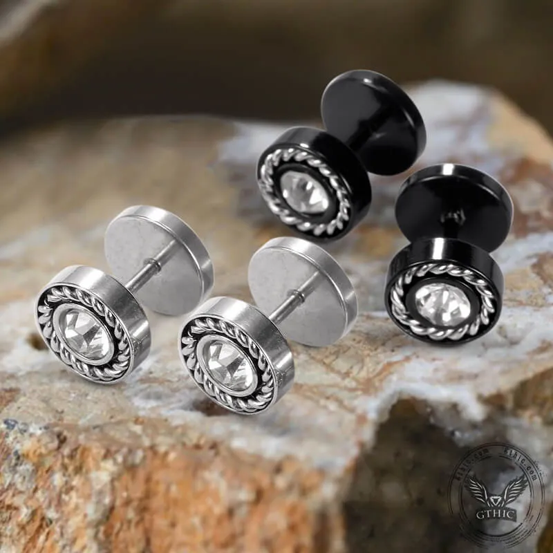 Minimalist Round Zircon Stainless Steel Stud Earrings sold by GTHIC product image thumbnail 3