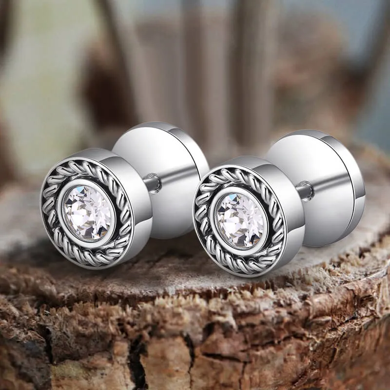 Minimalist Round Zircon Stainless Steel Stud Earrings sold by GTHIC