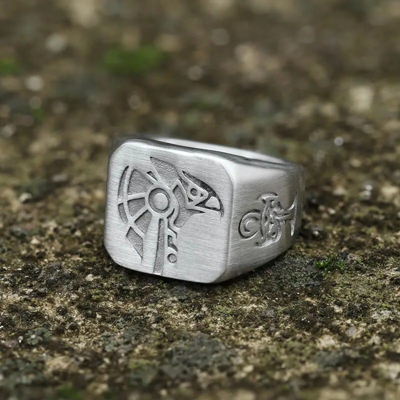 Horus And Anubis Stainless Steel Egyptian Ring sold by GTHIC product image thumbnail 4