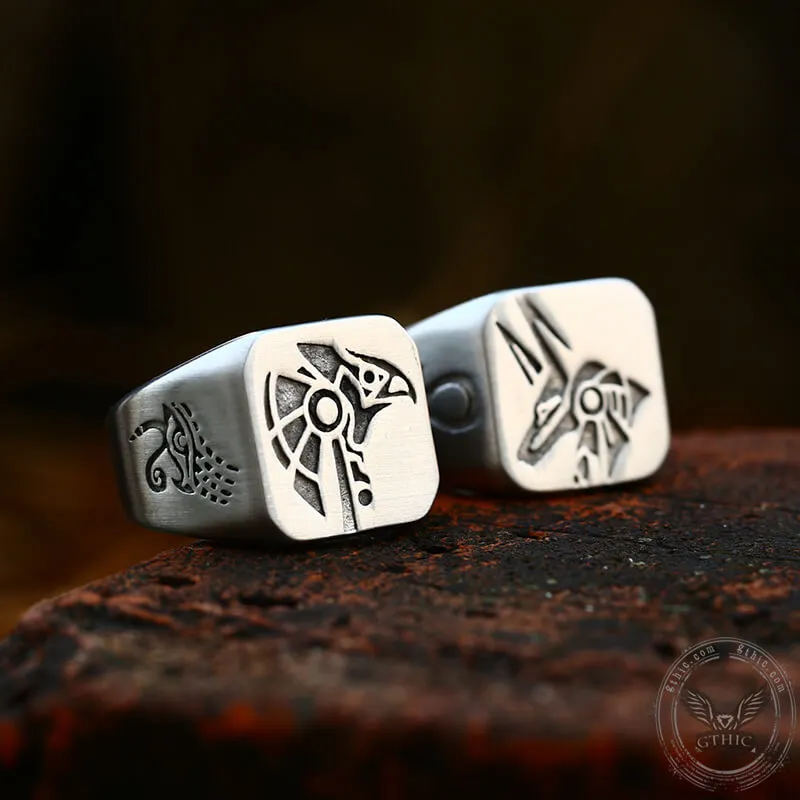 Horus And Anubis Stainless Steel Egyptian Ring sold by GTHIC