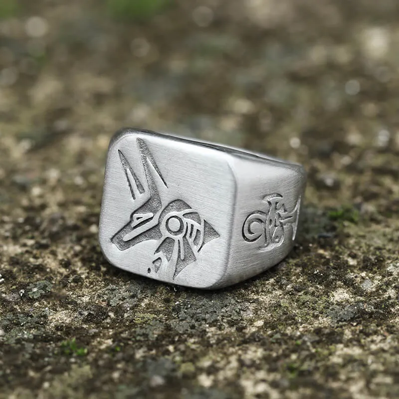 Horus And Anubis Stainless Steel Egyptian Ring sold by GTHIC product image thumbnail 3