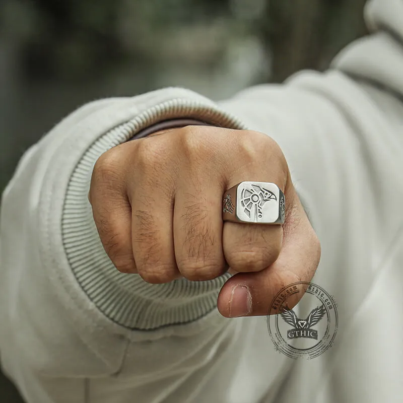 Horus And Anubis Stainless Steel Egyptian Ring sold by GTHIC product image thumbnail 2