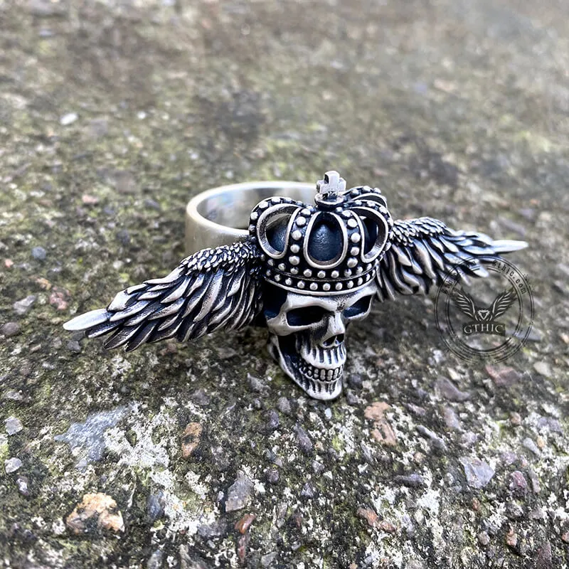 Flying Skull Sterling Silver Biker Ring sold by GTHIC product image thumbnail 2